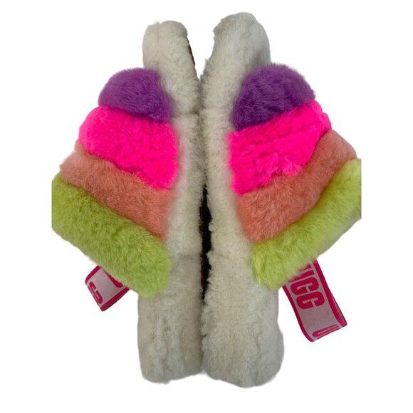 UGG Sheepskin Fluff yeah Slide Slipper Sandal Size 8 Rainbow GUC 1097169 7941 - Picture 5 of 10